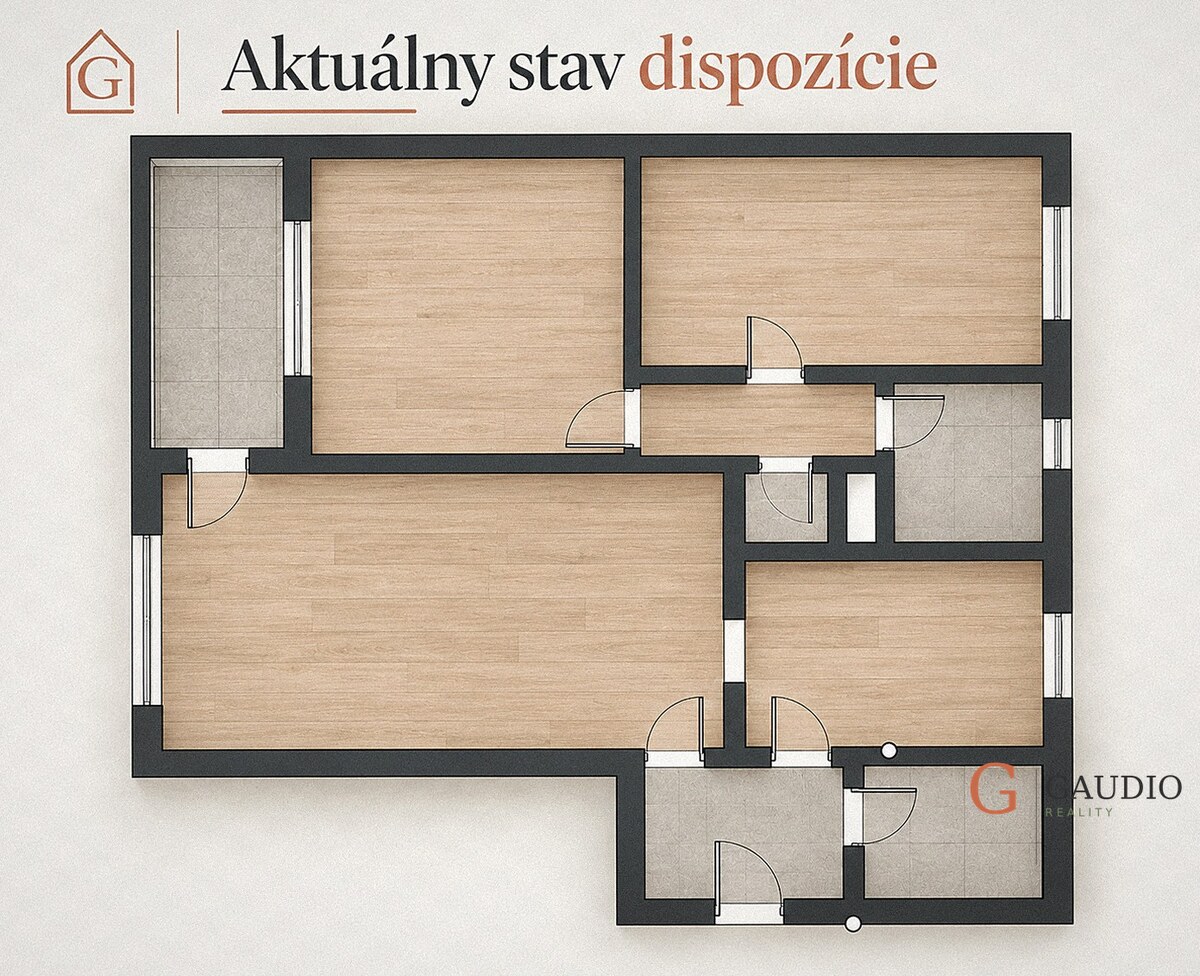 GAUDIO | 3-izbový byt 65 m² + loggia | Bieloruská, Podunajské Biskupice | Potenciál na rekonštrukciu — foto 4