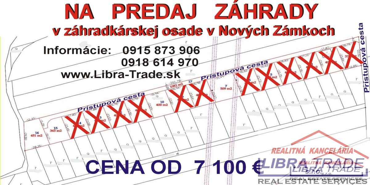 Záhrada na predaj v Nových Zámkoch.