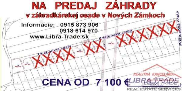 Záhrada na predaj v Nových Zámkoch.