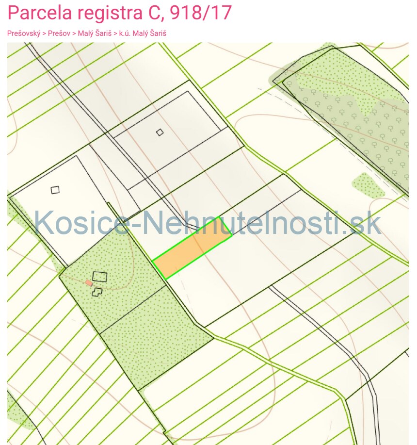 Predaj pozemok 3030 m2 Malý Šariš - okres Prešov