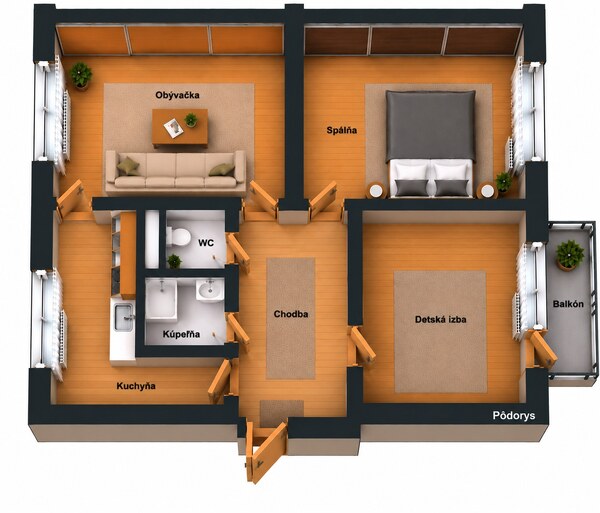 Na predaj 3 izbový byt s balkónom v Komárne