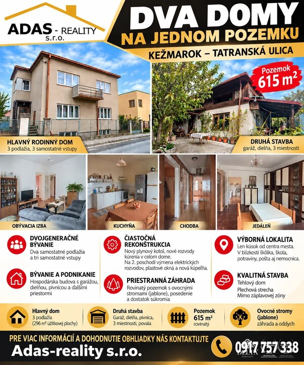 DVA DOMY NA JEDNOM POZEMKU – KEŽMAROK.