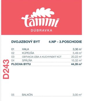 2-izb. byt Pri Hrubej lúke v projekte Tammi, pivnica, garážové státie — foto 13