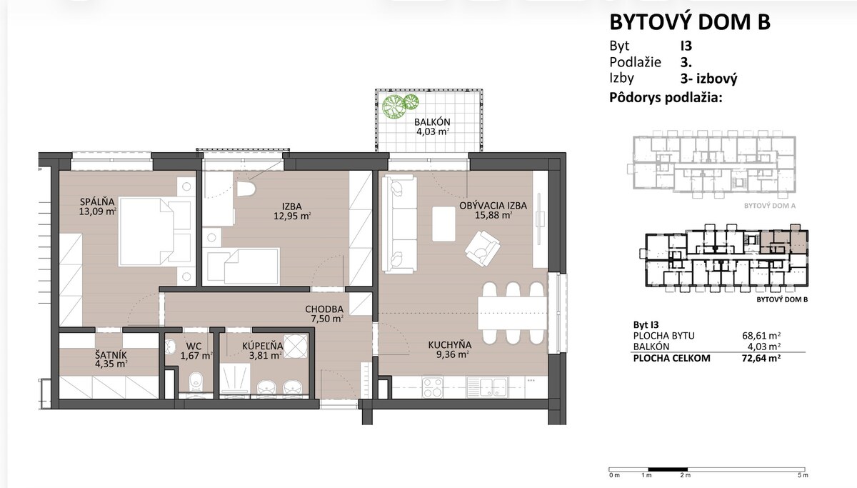 BYTY KOŠÚTY - 3 izbový byt na prenájom — foto 6