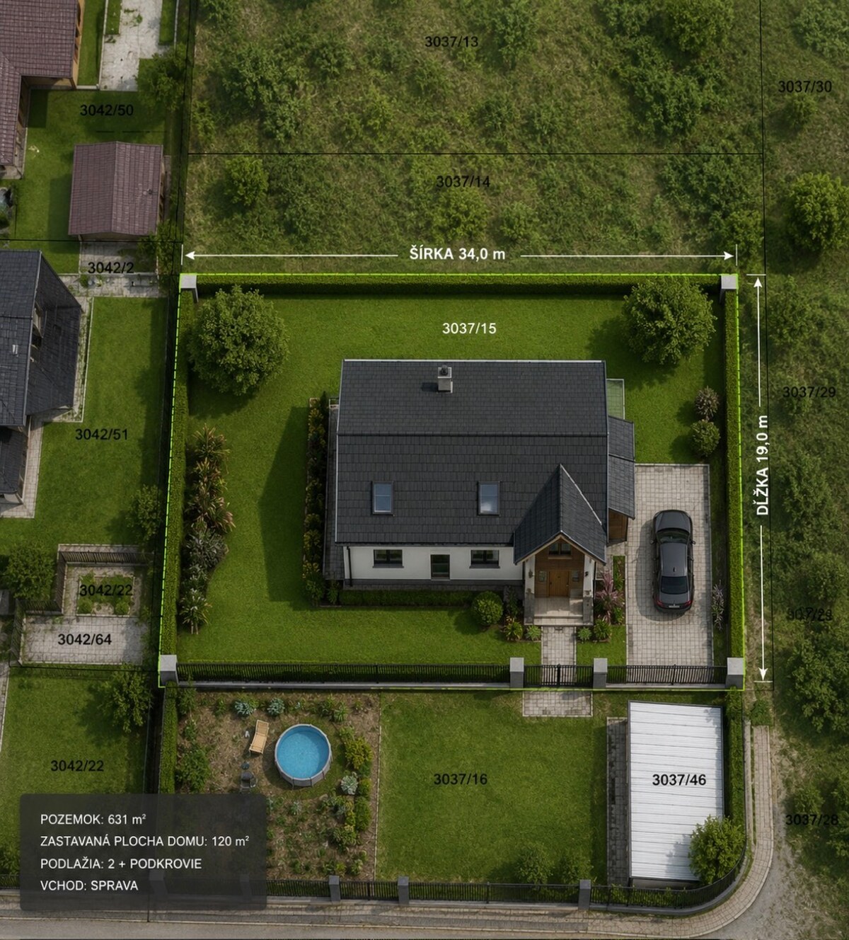 Stavebný pozemok na RD Slovenský Grob - Orechová 631m2 — foto 2