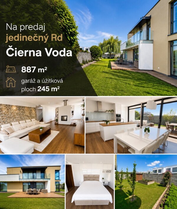 Jedinečný moderný Rodinný dom Čierna Voda-Chorvátsky Grob 887m2