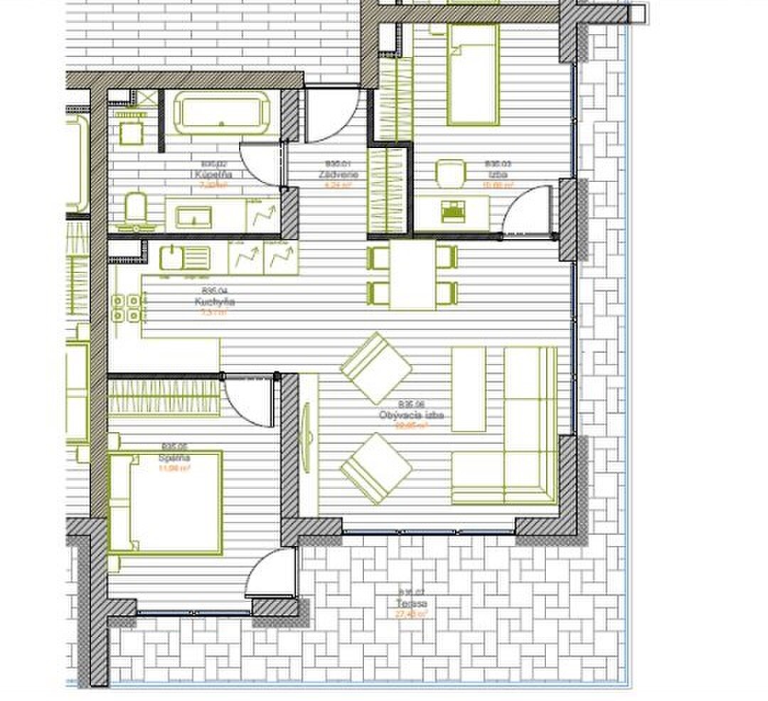 Trojizbový byt s terasou 27,46 m2 v meste Galanta + 2x parkovanie — foto 9