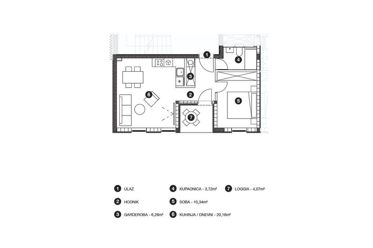 NA PREDAJ novostavba 1 izbový apartman  /44 m² / s loggiou,ostrov HVAR — foto 5