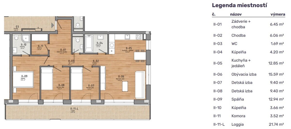 NA PREDAJ 4 IZBOVÝ BYT S LOGGIOU - BYTY ROZÁLKA - byt 5B — foto 6