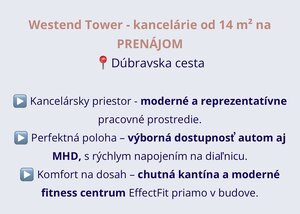 Reprezentatívne kancelárie 318m2, Westend Tower, Dúbravská cesta — foto 6