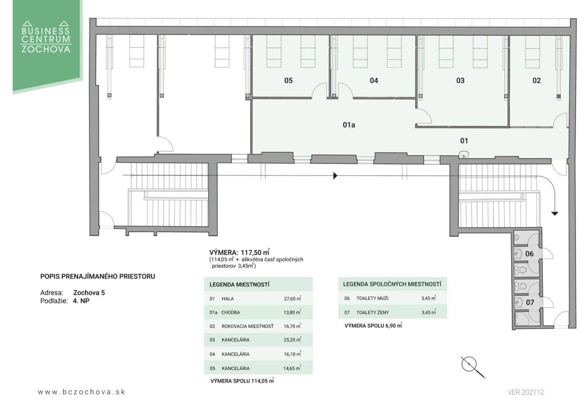 Reprezentatívne kancelárske priestory 121m2, Zochova ul., Staré Mest — foto 6