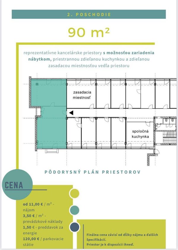 Kancelárske priestory 90m2, Jarošova ul., Nové Mesto