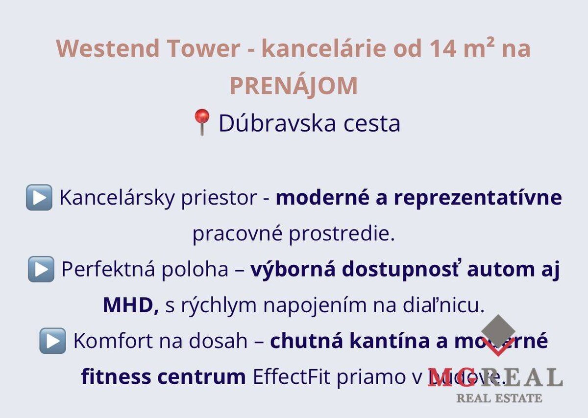 Reprezentatívna kancelária 21m2, Westend Tower, Dúbravská cesta — foto 4
