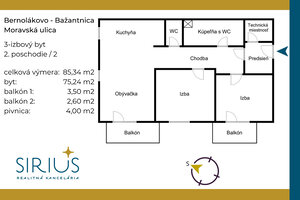 BERNOLÁKOVO – BAŽANTNICA, 3-i byt, 85 m2 – úplne nový byt, DVA BALKÓNY — foto 4