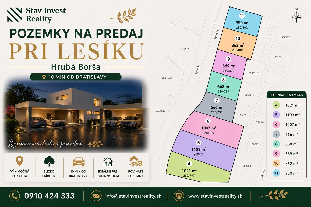Posledné stavebné pozemky, Hrubá Borša, okres Senec