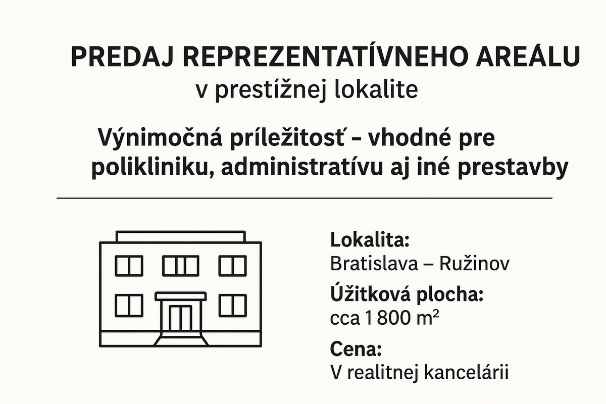 Predaj areálu v BA-Ružinov (klinika, administratívu a iné zariadenia)