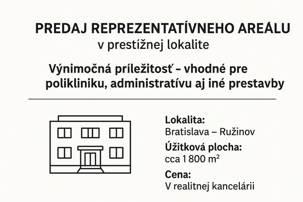 Predaj areálu v BA-Ružinov (klinika, administratívu a iné zariadenia)
