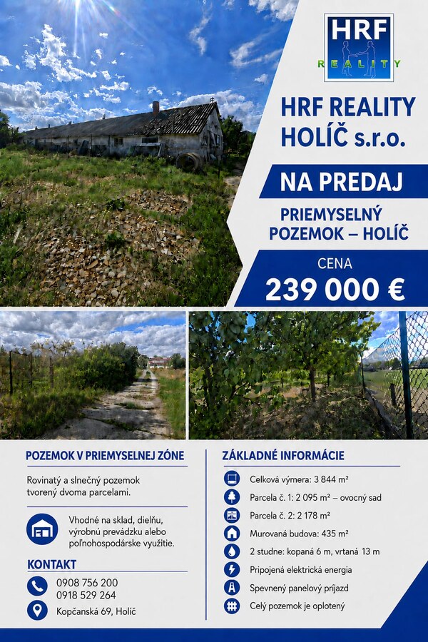 Na predaj rovinatý pozemok v priemyselnej časti Holíča.