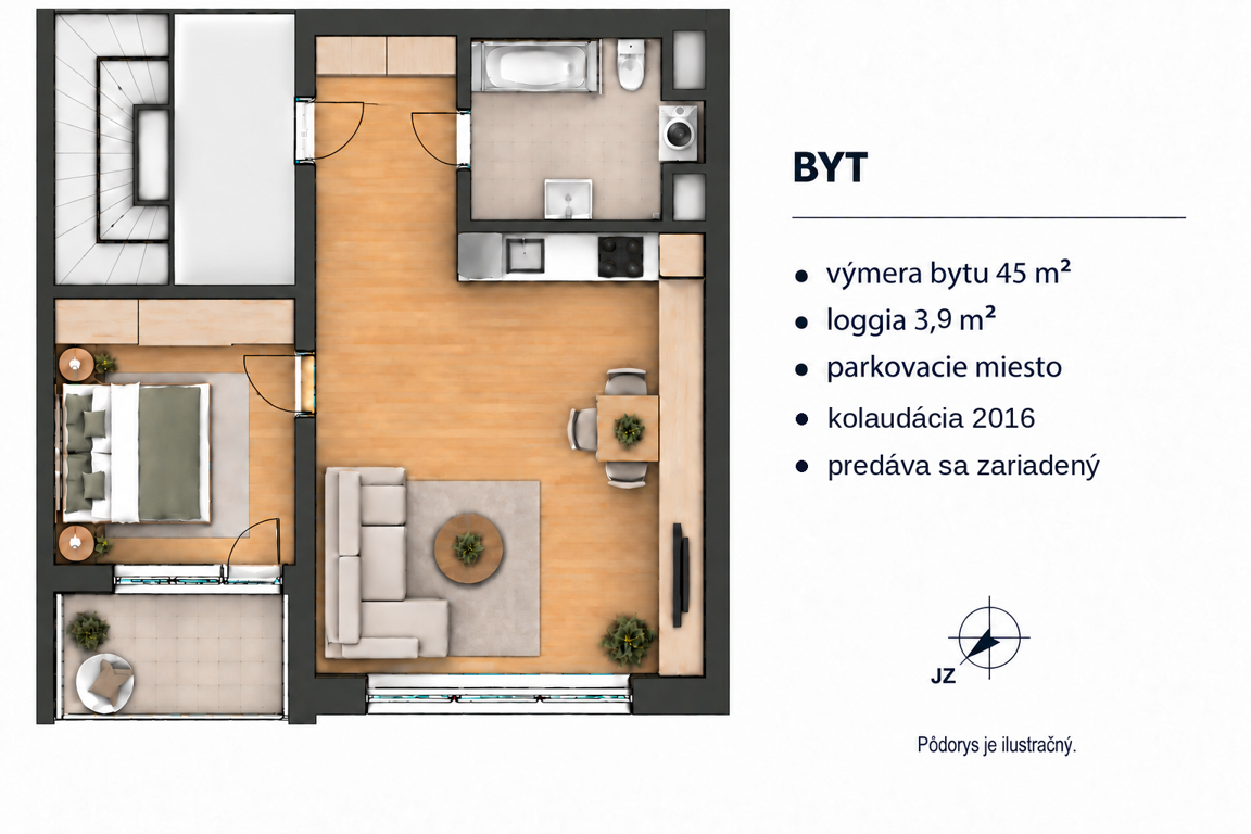 Na predaj slnečný a zariadený 2-izbový, klimatizovaný byt s loggiou vo Hviezdoslavove — foto 14