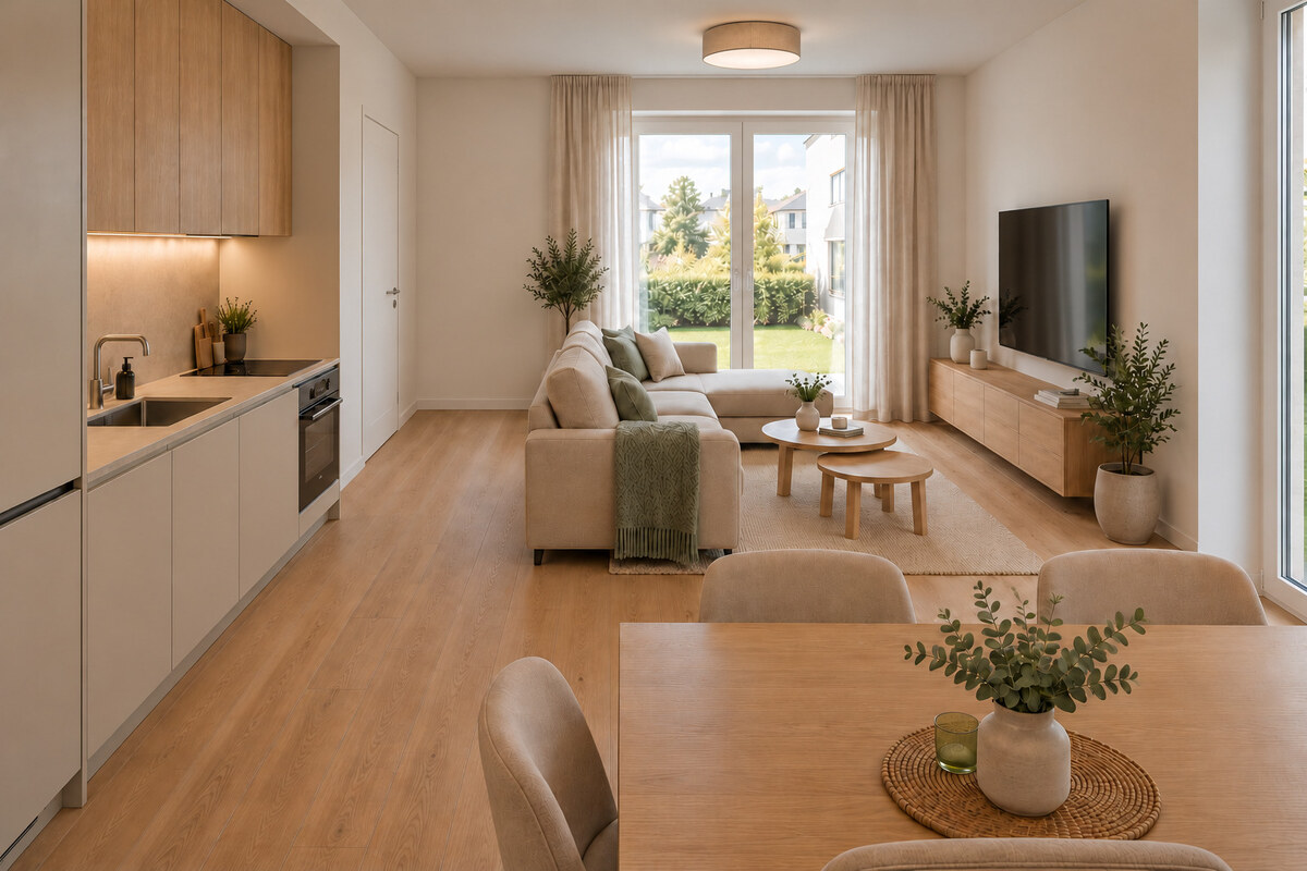 VO VÝSTAVBE: 2 IZBOVÝ BYT (B1) S PIVNICOU (47,27 m2) a 36 m2 ZÁHRADKOU — foto 5