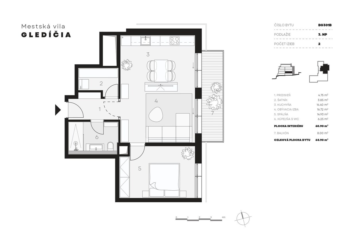 Moderný 2-izbový mestský byt s priestrannou terasou — foto 20