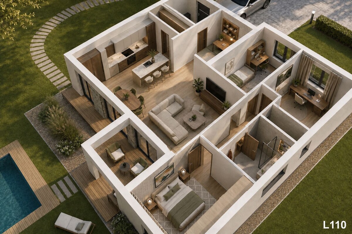 PROJEKT FÁZY: Moderný 4-izbový bungalov pod Vysokými Tatrami — foto 17