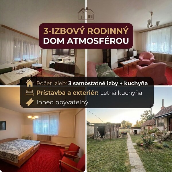 3-izbový Rodinný dom s atmosférou starých čias, ihneď obývateľný.
