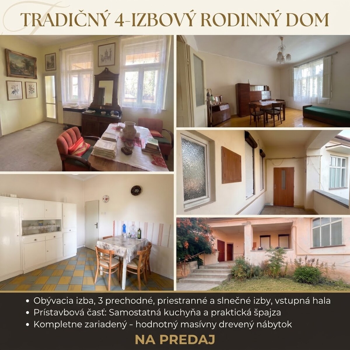Tradičný 4-izbový rodinný dom z pálenej tehly, na predaj
