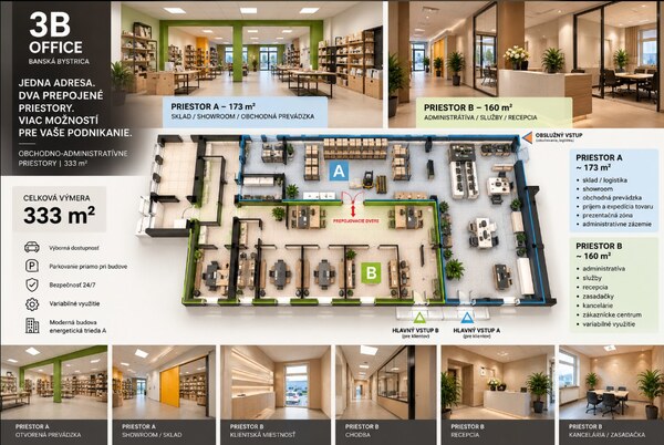 Obchodno-administratívne priestory 333 m², 3B Office, Banská Bystrica