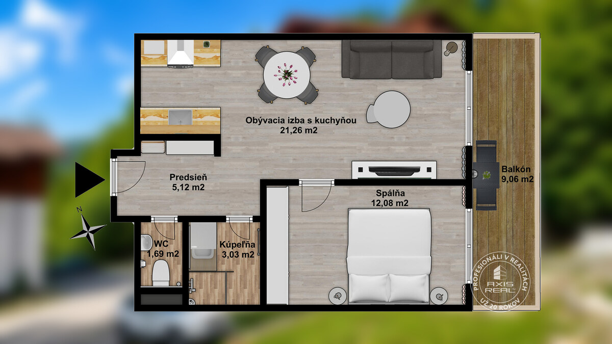 AXIS REAL | 2-izbový byt s PARKOVACÍM MIESTOM lokalita CHOPOK JUH — foto 15