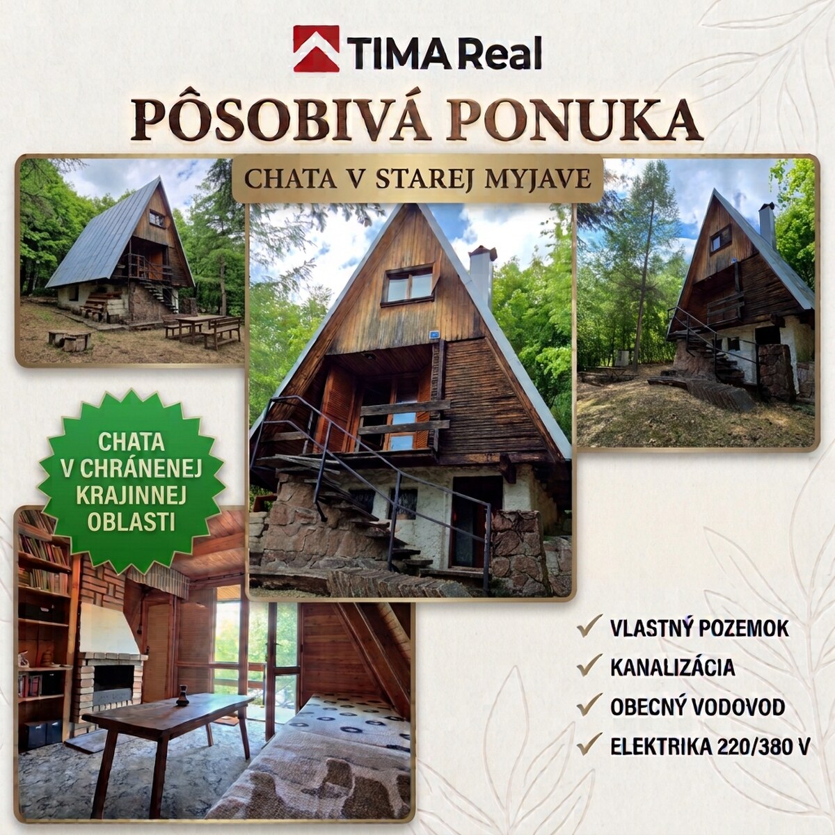 TIMA Real ponúka na predaj rekreačnú chatu na Starej Myjave