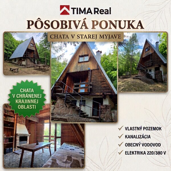 TIMA Real ponúka na predaj rekreačnú chatu na Starej Myjave