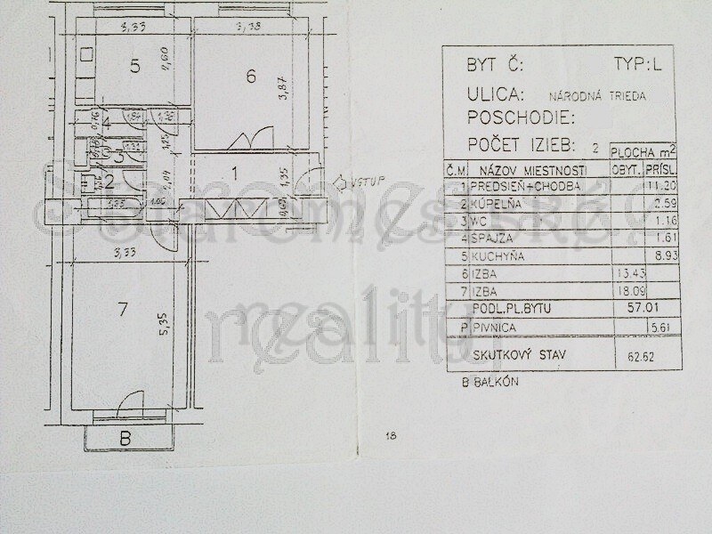 2-izb, 62m2, 2/4, kompletná, Národná trieda, Sever — foto 2