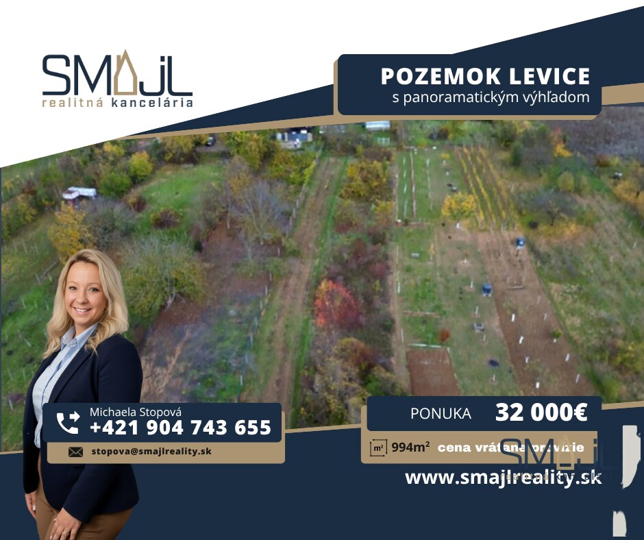 Pozemok na predaj – 10 árov s panoramatickým výhľadom, Levice