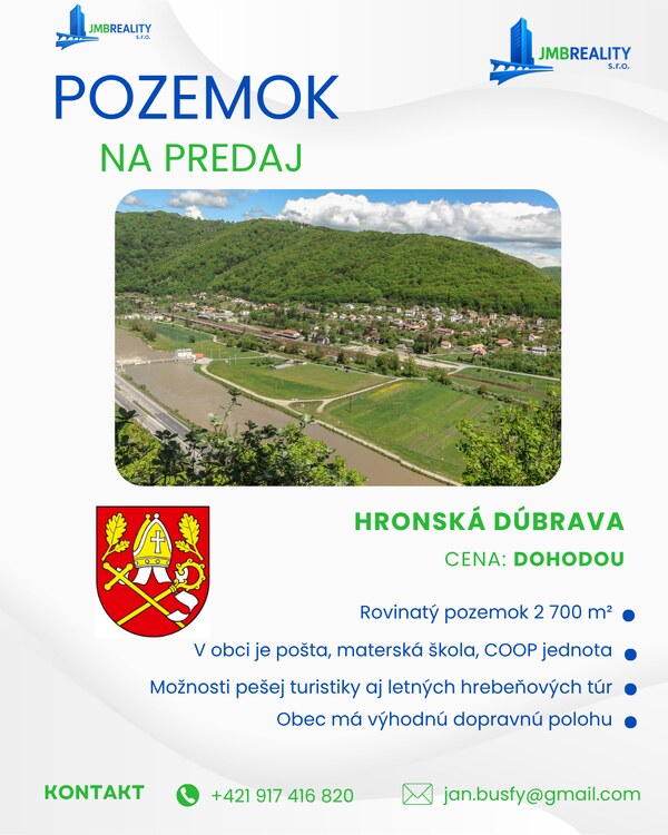 Pozemok v Hronskej Dúbrave o výmere 2 700 m²