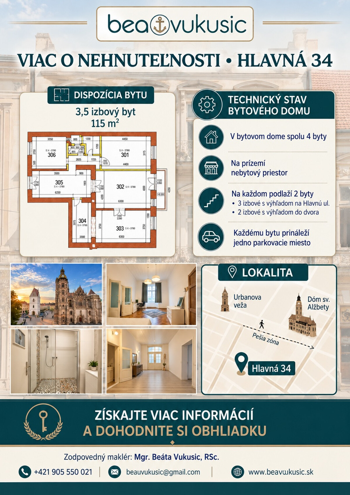 NA PREDAJ_výhľad z balkóna na Urbanovu vežu_Košice_115 m2_3,5 izby — foto 2