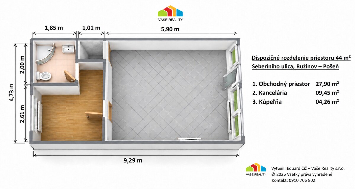 Na prenájom obchodný priestor 44 m², Seberíniho, Ružinov - Pošeň — foto 5