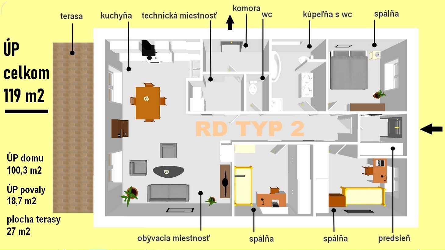 NOVOSTAVBA 119 M2 BUNGALOV 4+1 *TYP 2*, PRAŠNÍK, okr.PN — foto 4