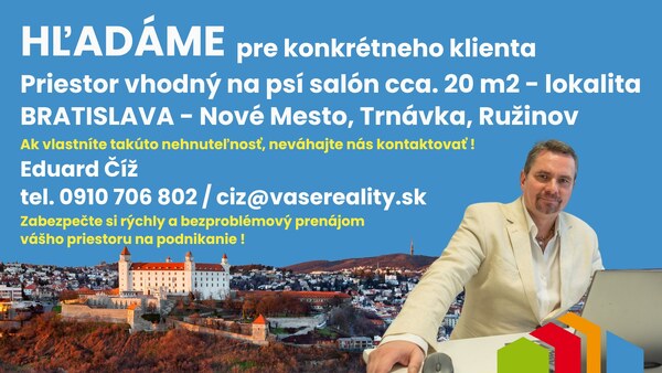Hľadáme priestor do prenájmu s rozlohou cca 20 ², Bratislava
