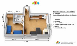 Na prenájom 2-izbový byt, 47 m², klimatizovaný, Odborárska ul., BA III — foto 12