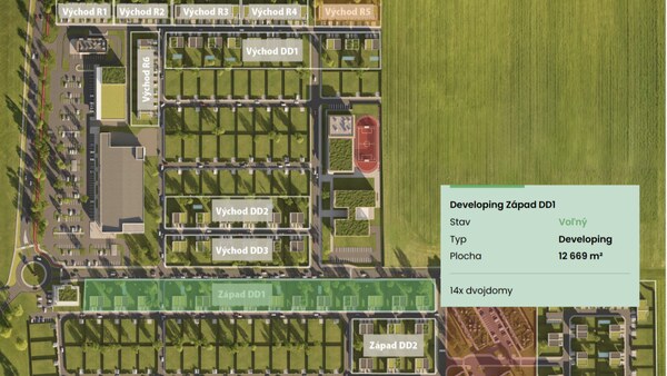 Developerský pozemok pre výstavbu 14 dvojdomov | 12 669 m² | Senec